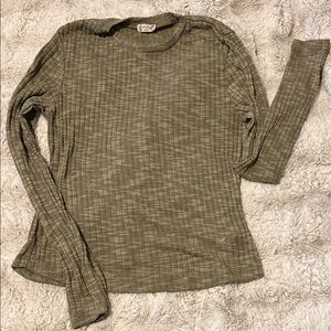 Free People Olive green intimately lounge home S Petite Ribbed Knit Top